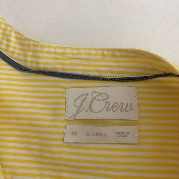 J Crew Shirt Women's 22 Yellow Button Up Short Sleeve Puff Casual Striped Top - Picture 5 of 7